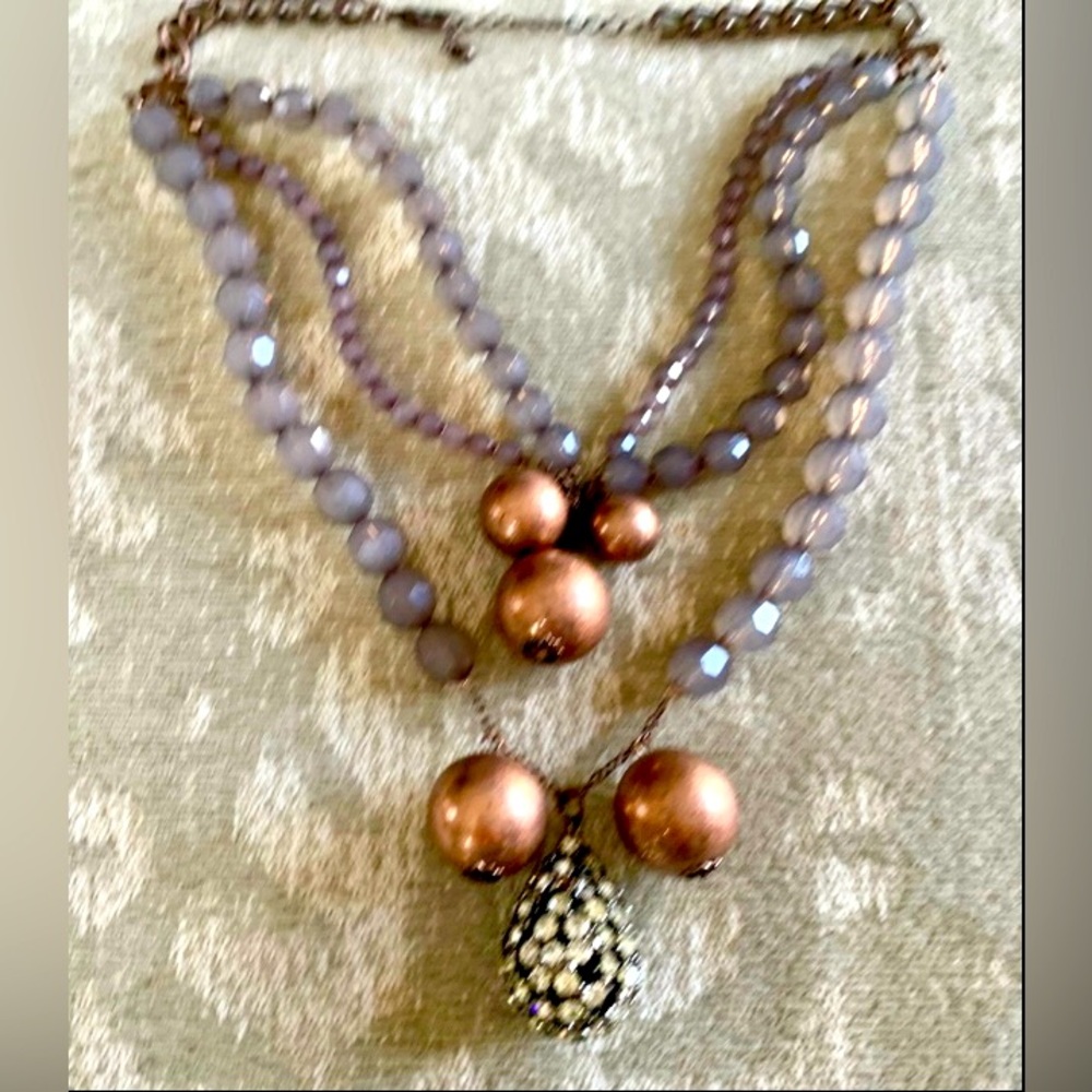 Vintage 3 Tier Beaded Necklace